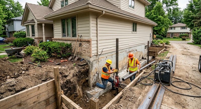 Our team working on Foundation Repair projects in Old Saybrook, CT